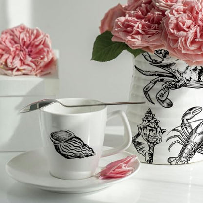 SUPERDANT 4PCS Ocean Shellfish Underglaze Paper Transfer Lobster Crab Transfer Papers for Clay Ceramic Porcelain Under Glaze Transfers for Pottery Enamel Decals Black Underglaze Handcrafted Gifts