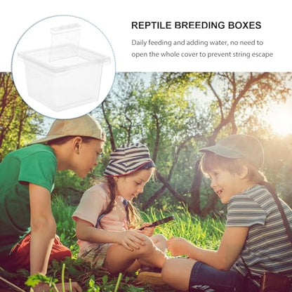 Transparent Reptile Breeding Boxes 2.67X2.16X1.77In Small Feeding Cage Tank for Snakes Lizards Geckos and Insects with Secure Lid for Safe Habitat