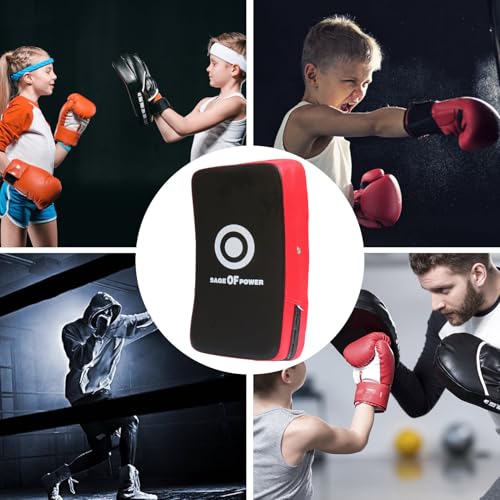 Boxing Training Pads Curved Beginner Training Focus Mitts Striking Target | Sparring Coaching Pad for Krav Maga, , Karate, MMA, Kickboxing, Sparring, Drills, Boxing Training Equipment - color: red