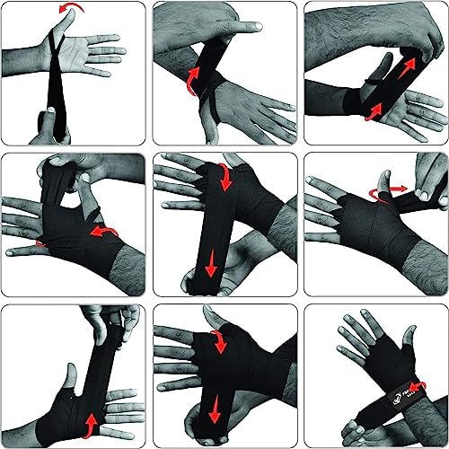 Boxing Hand Wraps Advance Inner Gloves for Punching Elasticated Bandages Under Mitts Great Protection Boxing Wrap for MMA, Muay Thai, Kickboxing, Martial Arts & Combat Sports - color: Black