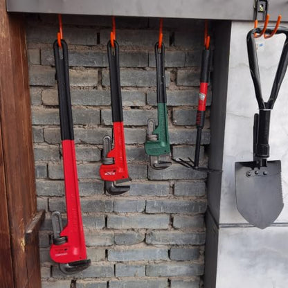 3-H Heavy Duty Garage Wall Hooks 20 Pack, Anti-Slip PVC Coating Wall Mount Garage Storage Utility Hooks, Heavy Load Organizer for Ladders, Yard Tools, Shovel, Weed Eater, Hoses & Bulk Items,Orange | Multi-Purpose Garage Hooks to Organize Garden Lawn Tools