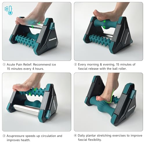 Icing Plantar Fasciitis Relief Foot Roller Massager, Green | Cold Rolling Massage Tool for Heel Arch Pain & Sore Tired Feet, Runners, Athletes, Standing Workers, Home Office Gym Use - color: Mars Green
