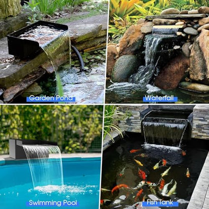 Solar Pond Waterfall Spillway Kit, 55W Folding Solar Panel & Pond Pump Included, DIY Water Feature for Garden, Balcony, Indoor Aquarium & Small Ponds-P5552 - size: Solar Powered 55W