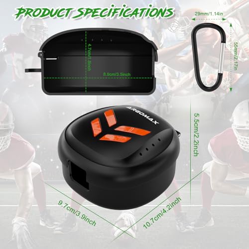 ARGOMAX Ventilated Mouth Guard Case with Clip for Lip Guards, Black Orange - color: Black+orange