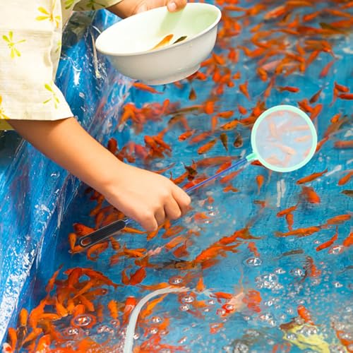 Happyyami 8pcs Dense Mesh Aquarium Fish Landing Nets, Fine Fishing Nets with Plastic Handles for Fish Tank Cleaning and Shrimp Catching, Suitable for Indoor Aquatic Pets Random Color