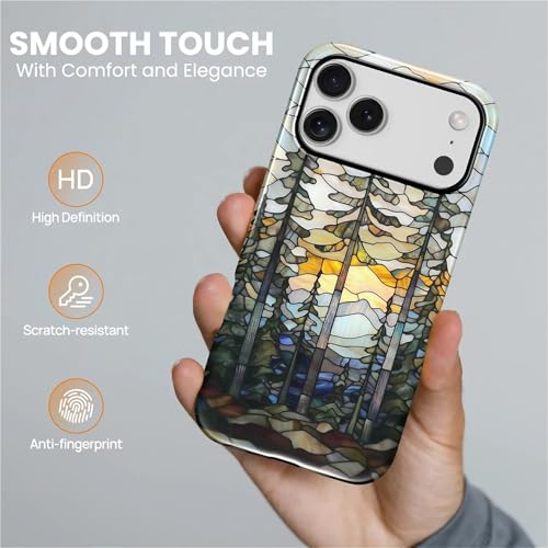 Magnetic Case for iPhone 17 Pro Max,Compatible with Magsafe PC Hard Shell Silicone Inner Bumper Anti-Scratch Full-Body Cover Shockproof Slim Design Mountains Sunset