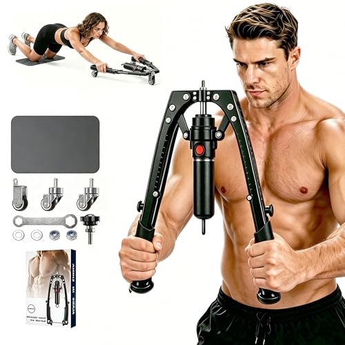 Training Twister Arm Trainer, 3 in 1 Hydraulic Power Chest Workout Equipment with Ab Roller Wheels and Hooks, 22-440lbs for Men Women, Home Gym Equipment for Full Body Strength Training