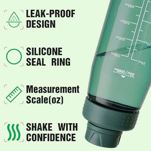32oz Clear Water Bottle - BPA-Free Tritan Plastic, Fast Flow Spout Lid, Wide Mouth & Leakproof Design Hiking Water Bottle Suitable for Travel, Outdoors, Gym, Travel, Home, School(Dark Green) - color: Dark Green