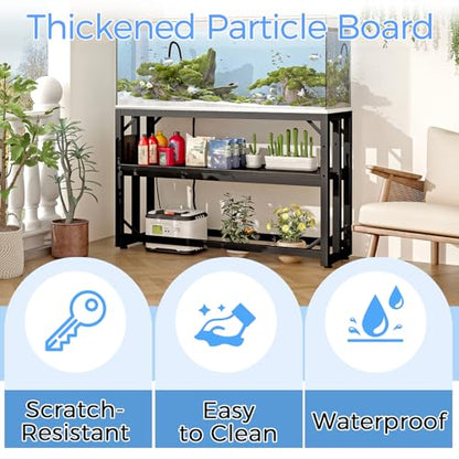 55 Gallon Fish Tank Stand with Power Outlet,Adjustable Aquarium Stand, Heavy Duty Terrarium Stand,Metal Frame Reptile Turtle Tank Stand Suitable for Home Office,860LBS Capacity, Black - color: Black, size: 55 Gallon