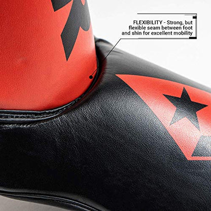 Revgear Pinnacle Shin Guard, Durable/Lightweight for Any Level Martial Arts - color: Red/Black, size: X-Large