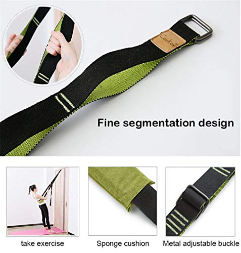 Yoga Fitness Stretching Strap, Door Flexibility Stretching Strap, Improve Leg Waist Back Flexibility Back Bend Assist Trainer, for Rehab Pilates Ballet Dance Cheerleading Splits Gymnastics - color: green