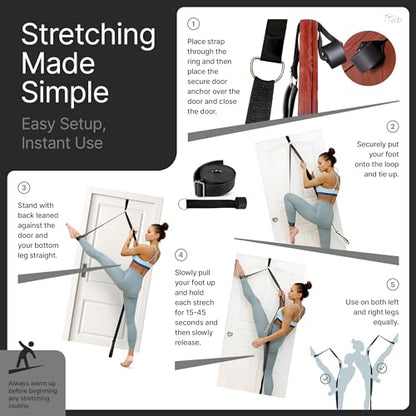 Leg Stretcher Strap with Door Anchor and Resistance Band, Splits Trainer - color: Classic Black