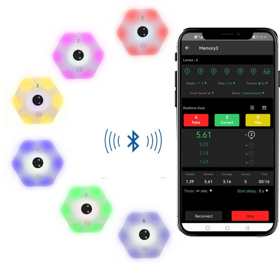 Reaction Lights Training Speed Agility Training Lights for Boxing Soccer Basketball Training (6 Pack/Set)