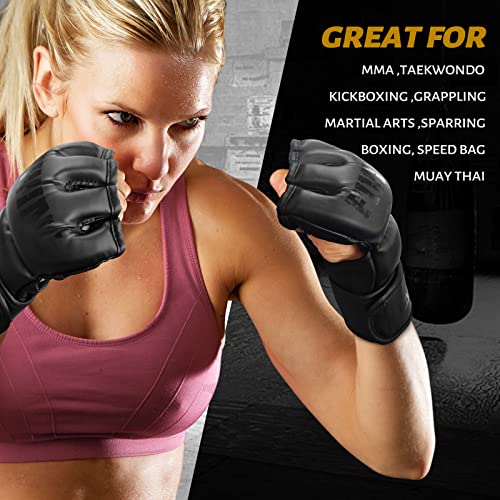 MMA Gloves for Sparring,Muay Thai,Training - color: Black/Black, size: Medium