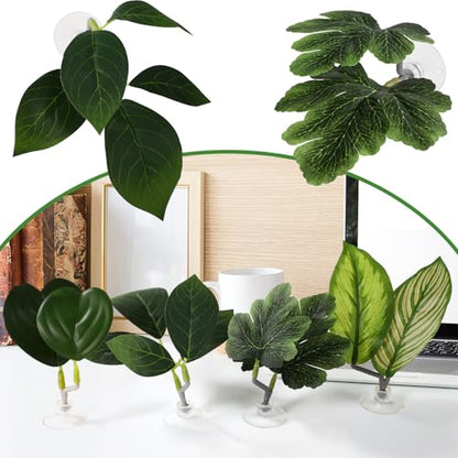 4pcs Betta Leaf Hammocks, 4 Styles Suction Cup Fish Tank Decor Leaves Fish Tank Plant Decor Accessories for Simulating Natural Habitats(Green)