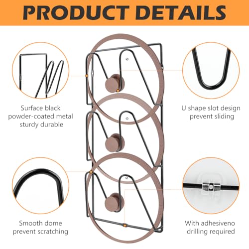 Pot Lid Organizer for Cabinet Door, 2 Pack 3-Tier Wall Mount Lid Holder Rack, Adhesive or Screw Install, Iron Storage for Lids Baking Sheets and Cutting Boards, 6.3 x 2.4 x 13.58 In, Black