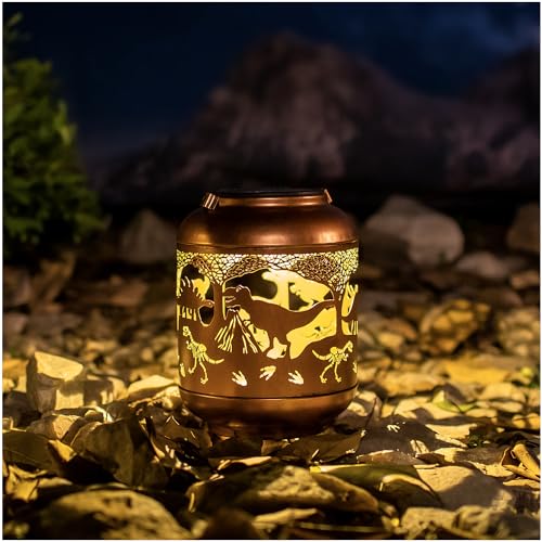 Dinosaur Solar Lanterns Outdoor Waterproof,Hanging Solar Lights Dinosaur Gifts for Women Men Metal LED Decorative Light for Yard,Patio,Lawn,Tabletop,Pathway,Landscape,Garden Decor - style: Dinosaur
