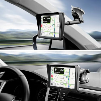 Replacement Suction Cup Car Mount for CarPlay Screen with Quick Extension Arm, Compatible with 7-11 Inch Portable Car Play Screens, Adjustable Dashboard Windshield in-Car Monitor Bracket Holder