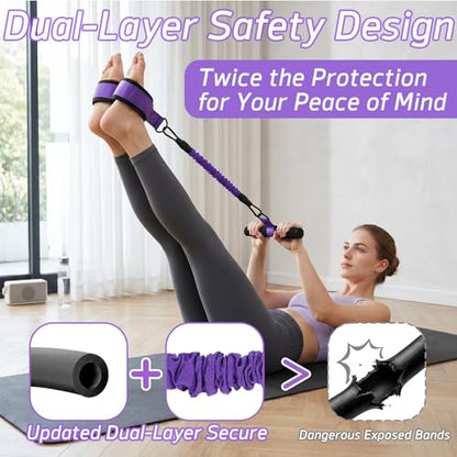 Upgraded Pedal Resistance Band with Handle | Natural Rubber Foot Pedal Resistance Bands, Multifunction Fitness Bands for Abdomen, Waist, Arm, Leg, Pilates