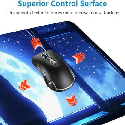 Anime Cat Desk Mat Gaming Mouse Pad Cartoon Cute Cat Looking Moon Large Gaming Mouse Mat with Stitched Edges,Non-Slip Waterproof Rubber Base Mous Mat Office Computer Keyboard Laptop Home 31.5"x11.8" - color: Anime Cat_007, size: 11.8" x 31.5"