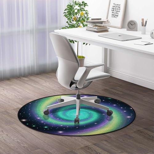 Cosmic Nebula Soft Round Office Chair Mat for Hardwood Floors, Mystical Ring Starry Sky Non-Slip Protector for Rolling Chairs,Protect The Floor from Scratches, Purple Blue Diameter 35.4 in - color: Cosmic Nebula_1089, size: Diameter 35.4 in