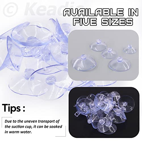 Keadic 80 Pcs 5 Sizes Rubber Clear Suction Cups Set, 2.5/3/3.5/4/4.5 CM Heavy Strength Anti-Collision Plastic Sucker Pad Without Hooks for Home Kitchen Bathroom Hanging