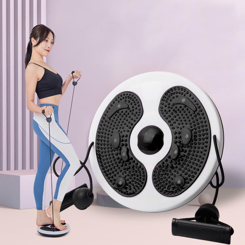 Ab Twist Waist Disc Board,Adjustable Waist Trainer Twisting Disc with Handles,Waist Slimming Balance Rotating Disc with Massage Foot Sole for Slimming Waist Arms Hips and Thighs - color: Black