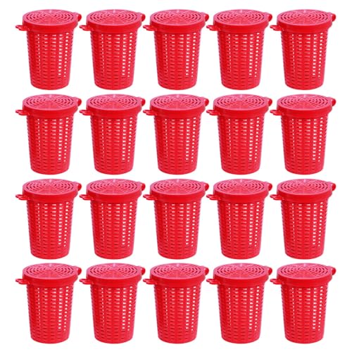 MiOYOOW Fishing Bait Cage Trap, 10/ 20Pcs Fishing Feeder Holder Lightweight Fish Lure Basket with Uniform Holes for Fish Shrimp Catfish Cast Net - color: Red, size: 20Pcs