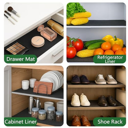 Shelf Liner 30 Inches Wide, Kitchen Cabinet Liner, Drawers Liner Non-Slip | Thickened Non Adhesive Black Liner 30 Inches x 20 FT, Washable Oil-Proof for Shelves, Refrigerator, Storage, Desks