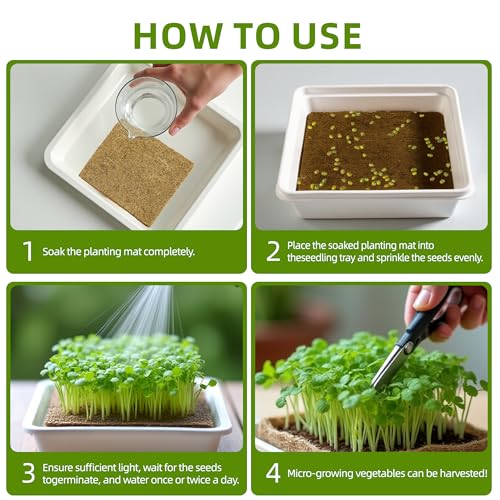 10 Pack Jute Grow Mat for Microgreens, 5" x 5" Hydroponic Grow Pads for Growing Tray Sprouting Trays Jute Fiber Seed Starter Planting for Micro Greens & Wheatgrass