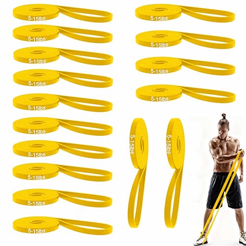 16-Pcs Resistance Bands Set - Premium Elastic Workout Bands for Home Gym, Strength Training, Yoga & Physical Therapy - color: Yellow(5-15 lbs)