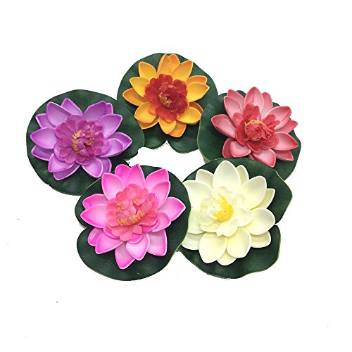 5 Pcs Floating Artificial Lotus Flowers Decor Floating Pond Decor Water Lily Home Decoration