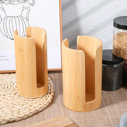 2 Pcs Mason Jar Lid Organizer, 2 Size Bamboo Mason Jar Lids Storage, Vertical Masons Jars Lid Storage, Bamboo Cup Lids Organizer, Stackable Steady for Kitchen Countertop Cupboard