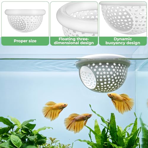2 PCS Floating Betta Hammock & Shrimp Shelter, 3D Printed Aquarium Hammock | Floating Bettas Hide and Shrimp Cave Safe Resting Spot with Feeding Ring for Bettas Small Fish Betta Fish Tank Accessories(Wh
