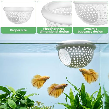 2 PCS Floating Betta Hammock & Shrimp Shelter, 3D Printed Aquarium Hammock | Floating Bettas Hide and Shrimp Cave Safe Resting Spot with Feeding Ring for Bettas Small Fish Betta Fish Tank Accessories(Wh
