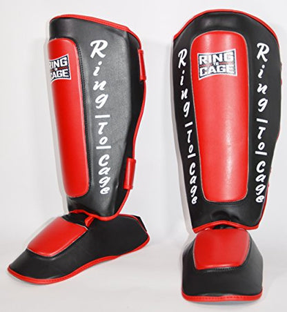 Deluxe Muay Thai Pro-Style Shin Instep for Muay Thai, MMA, Kickboxing, Stand up - color: Red, size: X-Large