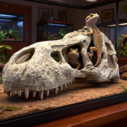 Animal Skull Aquarium Tank Decorations, Reptile & Amphibian Habitat Hideouts, Dinosaur T-Rex Dragon Decor Accessories for Fish, Lizard, Gecko