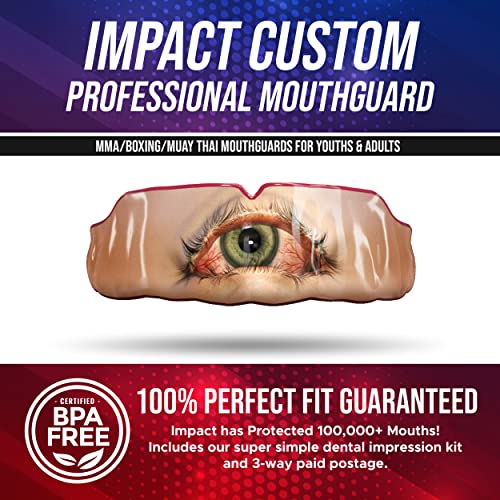 Impact Mouthguard Boxing, MMA, Muay Thai Sports Mouthguards for Youth Adults, Professional Custom-Fit, White - color: Cyclops Eye