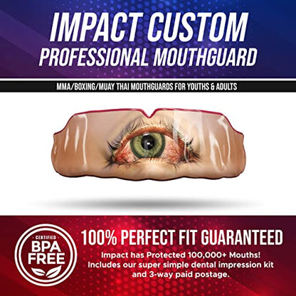 Impact Mouthguard Boxing, MMA, Muay Thai Sports Mouthguards for Youth Adults, Professional Custom-Fit, White - color: Cyclops Eye