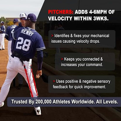 VPX Baseball Harness. Adds 4-6MPH Velocity & Power. Improves Hitting and Pitching Mechanics. Use in any Drill. Pro to Youth - size: Waist MED (22" - 34"), style: Height Lrg (6'0" & Up)