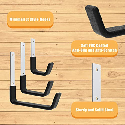 Heavy Duty Utility Hooks for Garage Storage Utility Hooks Wall Mount,Garage Hooks Heavy Duty,Garage Wall Hooks,Hose Holder,Bike Hooks,Ladder Hooks,Leaf Blower Hanger (2S & 2M & 2L) | Bike Hanger and Hose Holder in Zinc-Coated Steel; 50 lb Capacity, Black