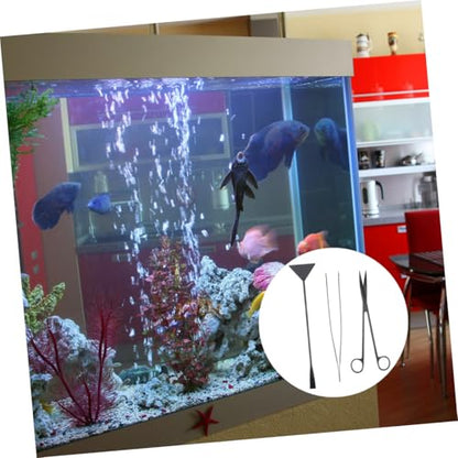 BESPORTBLE 3pcs Aquarium Cleaning Tool Fish Tank Maintenance Ergonomic Water Plant Tweezers and Scissors Kit for Trimming and Decorating Aquarium Plants