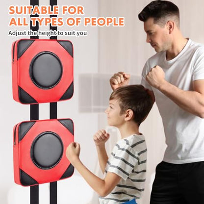LuiceABC Wall Punching Boxing Pad, Wall Focus Target Foam, Boxing Fitness Wall Punch Bag, Leather and High Elastic Sponge Bag for Sports Training, Adjustable Height - style: Red