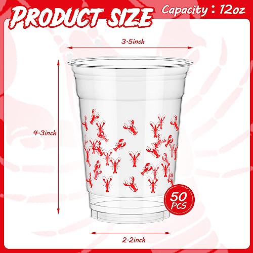 Tanlade 50 Pcs 12 oz Crawfish Boil Cups Lobster Birthday Party Cups Disposable Seafood Boil Party Supplies Plastic for Lobster Seafood Shrimp Birthday Decoration