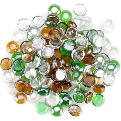 OnlyFire Fire Pit Glass Rocks 10 lbs, High Luster Fire Glass Beads 1/2 Inch, Tempered Glass Marbles for Propane/Natural Gas Fire Pit, Fireplace, Multicolor & Blends Available - color: Emerald Green+Crystal Ice+Caramel