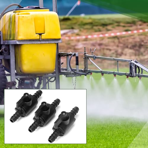 3 Pcs 3/8" Ball Valve Barbed Shut off Valve with 2 Way Hose Barb for Sprayer Drip Irrigation and Aquariums, Compatible with Fimco Sprayer