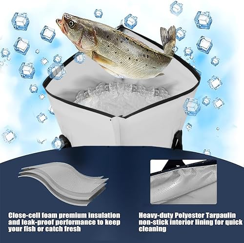MORXPLOR Insulated Fish Cooler Bag for Fishing 41x17 47x17In 50x20In 60x24 72x30 80X40 Inches,Large Insulated Fish Kill Bag,Fishing Catch Bag Cooler with Water-resistant Zipper - color: 41 inches Light grey