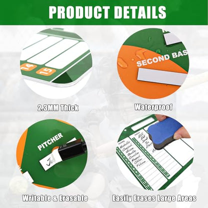Magnetic Baseball Lineup Board, Baseball Clipboard for Coaches with Bag