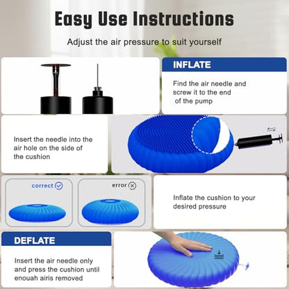 Wobble Cushion Core Balance Disc, Wiggle Seat with Inflation Pump - color: 2Blue