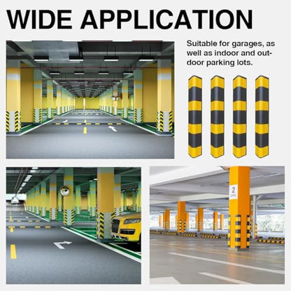 Reflective Foam Corner Pad, Self-Adhesive Wall Shield, Anti-Collision Strip with Strong Grip, Flexible Barrier for Rough Cement, Factory Parking Areas(Black,Style 2_10MM/0.39IN)